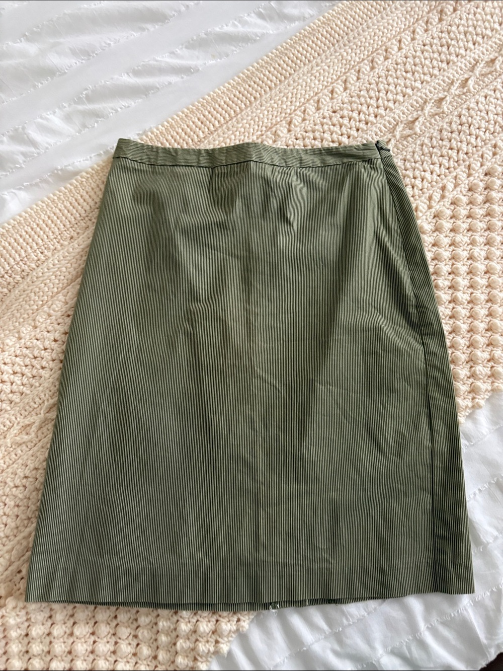 Ann Taylor Olive Green Pencil stripe Skirt
